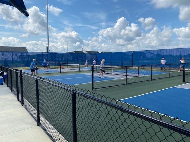 Pickleball courts and players