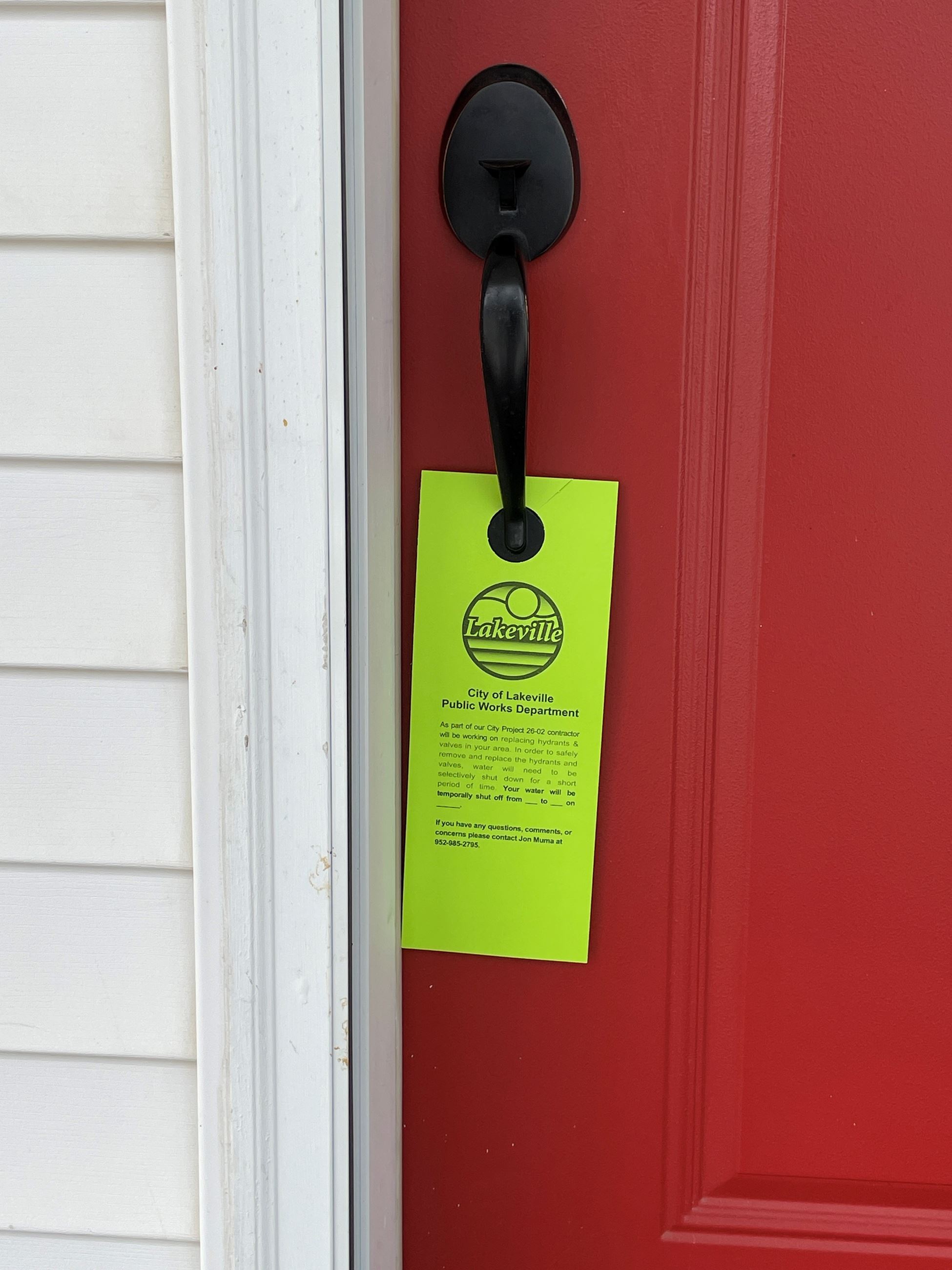 Public works door hanger example